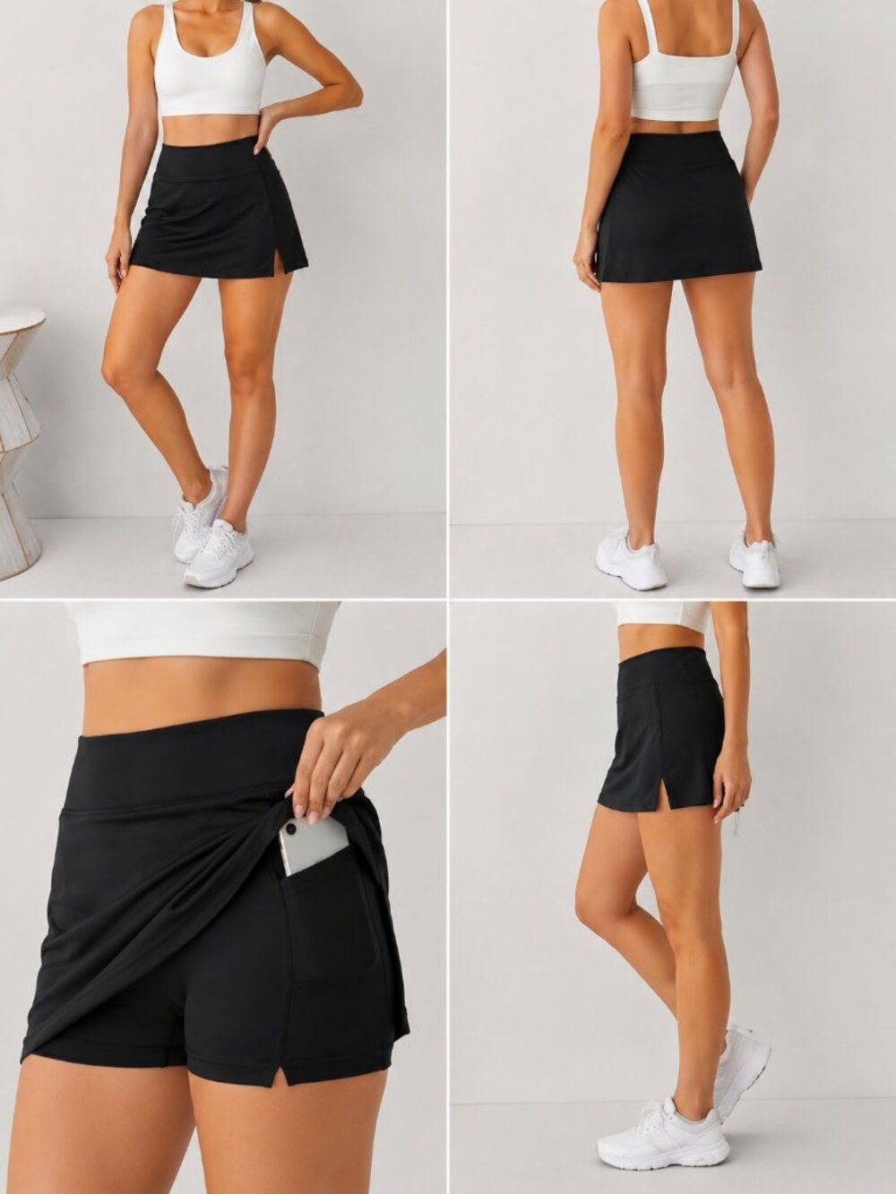 Ekouaer Black Athletic Skort Size S